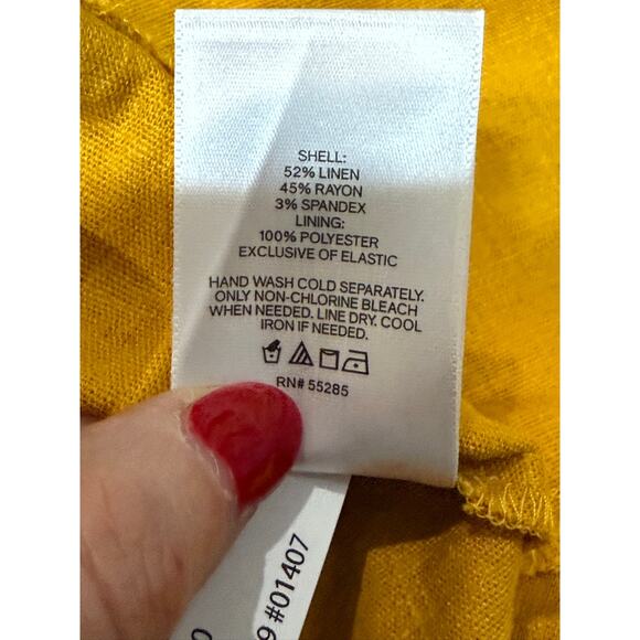 Express Dress Womens Small Yellow Mini Strappy Linen Feminine Boho Flapper Beach - Picture 12 of 12